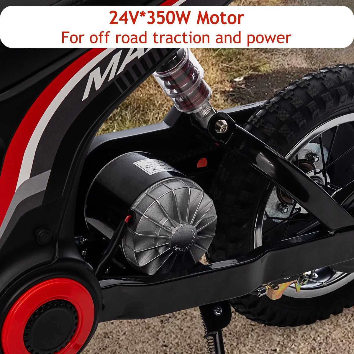 Kids Electric Dirt Bike,Electric-Powered Bike,2 Speed Settings,14.29 MPH Max,All-Terrain Electric Motorcycle for Ages 6-12,High-Speed Electric Dirt Bike for Kids,24V 350W