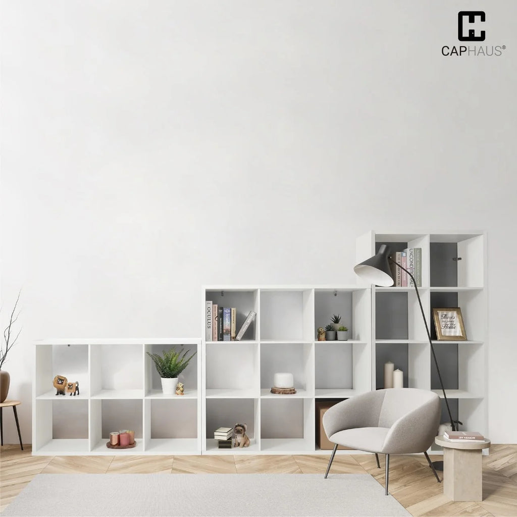 Sturdy Room 13-Inch Cube Storage Organizer Shelf, with Extra Thick Exterior Edge, Open Storage Shelf Divider, Bookcase, 6-Cube / 8-Cube / 9-Cube, Colors Available in Grey Oak and White