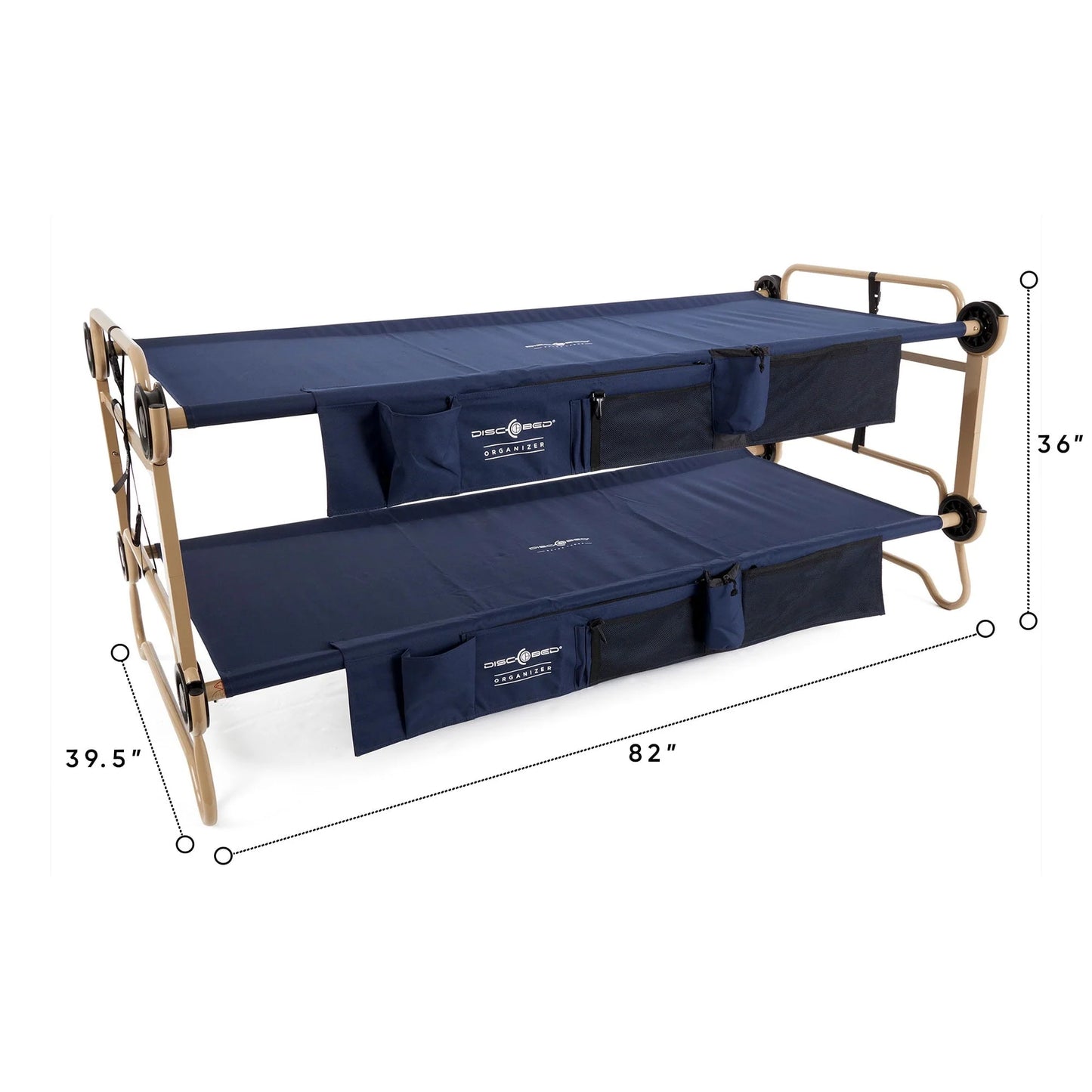 Disc-O-Bed XL Cam-O-Bunk Benchable Double Cot with Storage Organizers, Navy