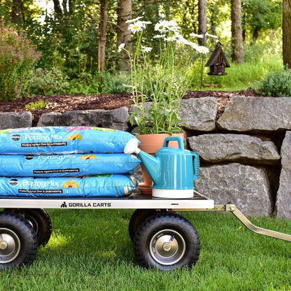 Gorilla Carts 1000-lb. Capacity Steel Utility Cart, Model #GOR1001-Com, 13-inch Pneumatic Tires