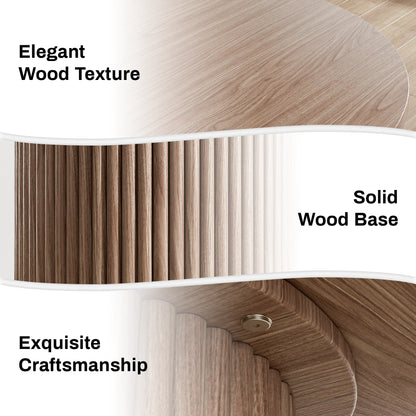 Rophefx 35.4" Solid Wood Round Dining Table with Handcrafted Relief Pedestal,Circle Dining Table,Walnut