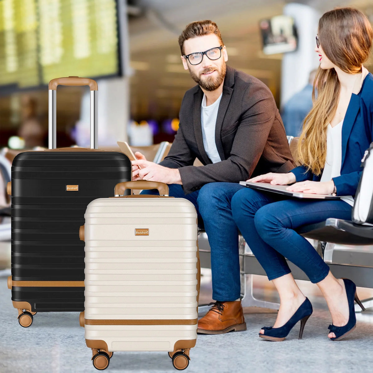 5 Piece Luggage Sets  and Travel Duffel Bag, ABS Hardshell Hardside Checked Luggage with TSA Lock and Double Spinner Wheels Suitcase, Deep Blue