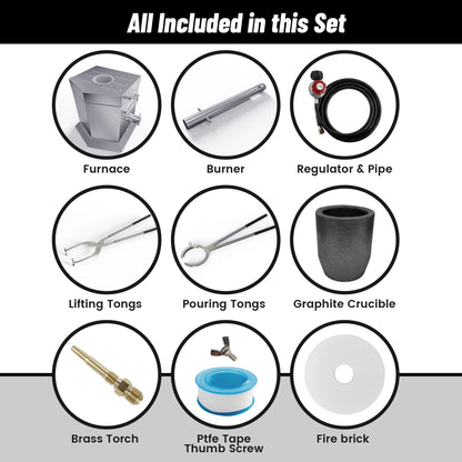 7KG Propane Melting Furnace Kit with Two Tongs and Crucible, All New Kiln Metal Foundry Furnace Smelting Gold Silver Copper Aluminum, Metal Recycle Home Smelting Casting Tool