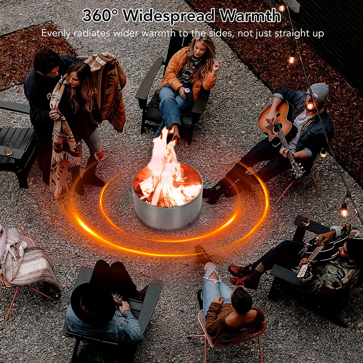 27 Inch Smokeless Fire Pit for Outdoor Wood Burning, Portable Stainless Steel Camping Stove with Stand, Unique Removable Ash Pan Design, H: 11.5 in, 26.9 lbs - Ideal for Camping