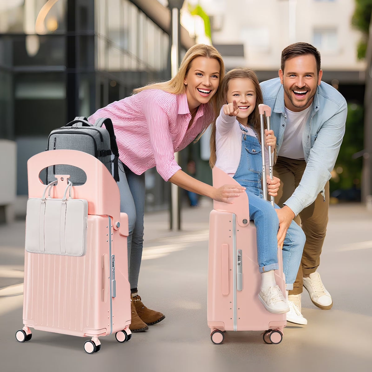 Fridtrip 20 Inch Carry On TSA Lock Luggage with for Kids& Adult,Lockable Spinner Wheels Free Luggage Cover and Safety Seatbelt Travel Suitcase