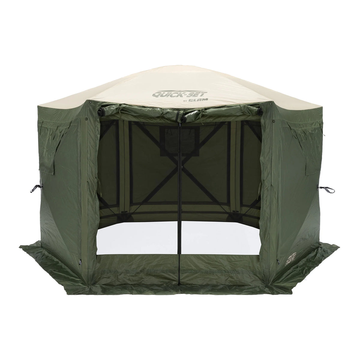 CLAM Quick-Set Pavilion 12.5 x 12.5' Portable Outdoor Canopy Shelter, Green
