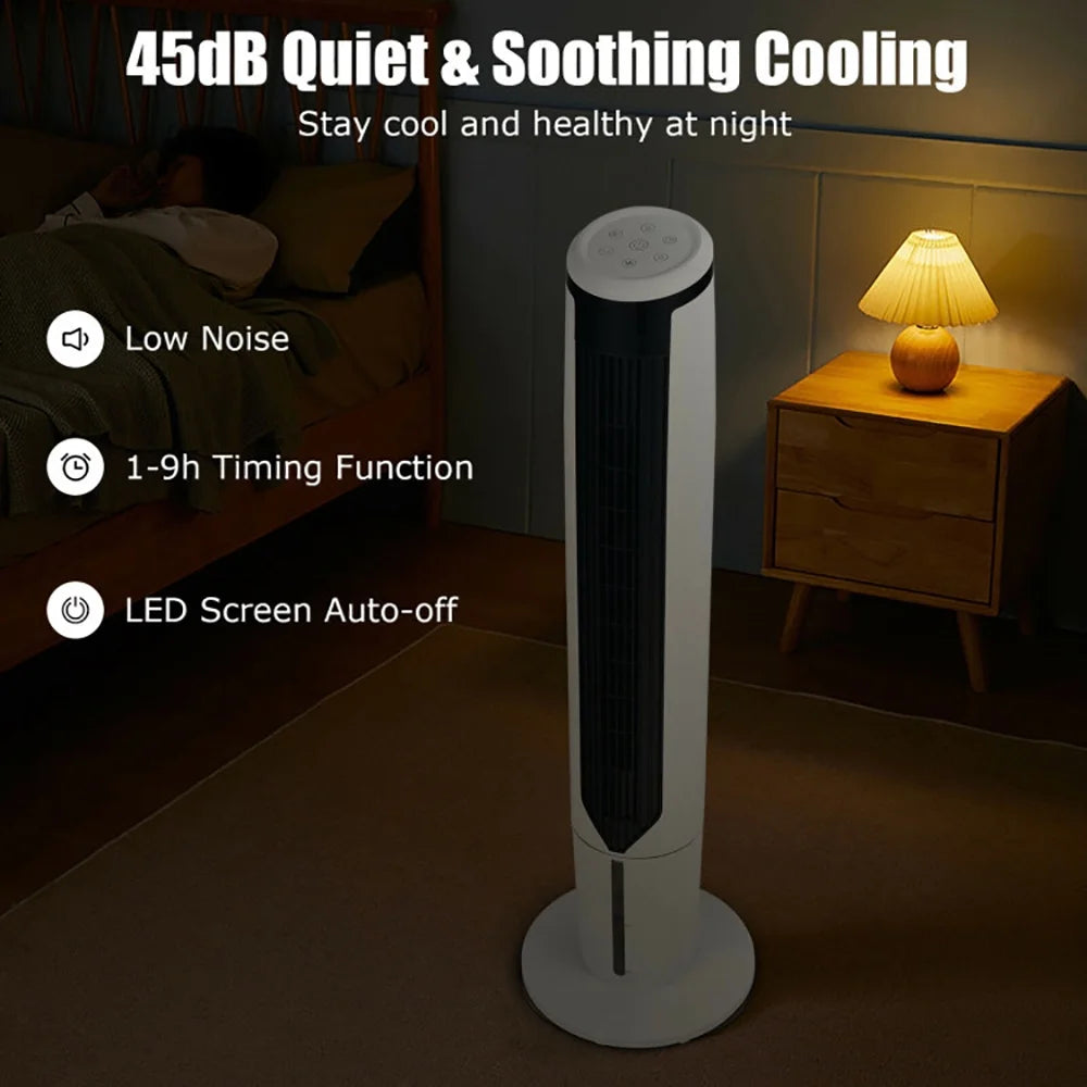 Topcobe 41" Evaporative Air Cooler with 3 Modes and 3 Speeds, Smart Floor Fans for Bedroom, Standing Bladeless Fan, White