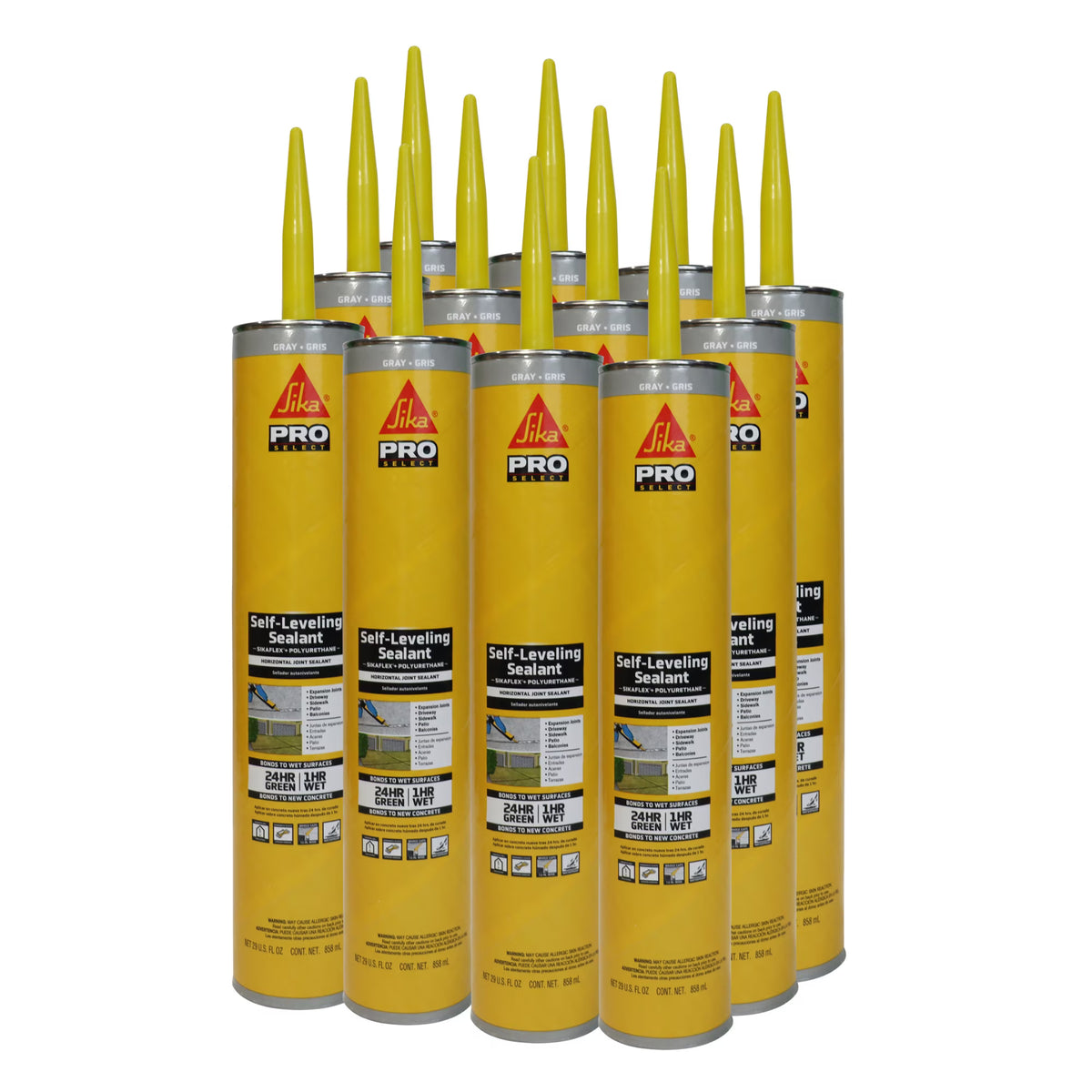 Sikaflex self-Leveling sealant - Gray - Seals Horizontal Joints in Concrete - Strong Elasticity Improves Durability - 29 fl. oz. Cartridge (Pack of 12)