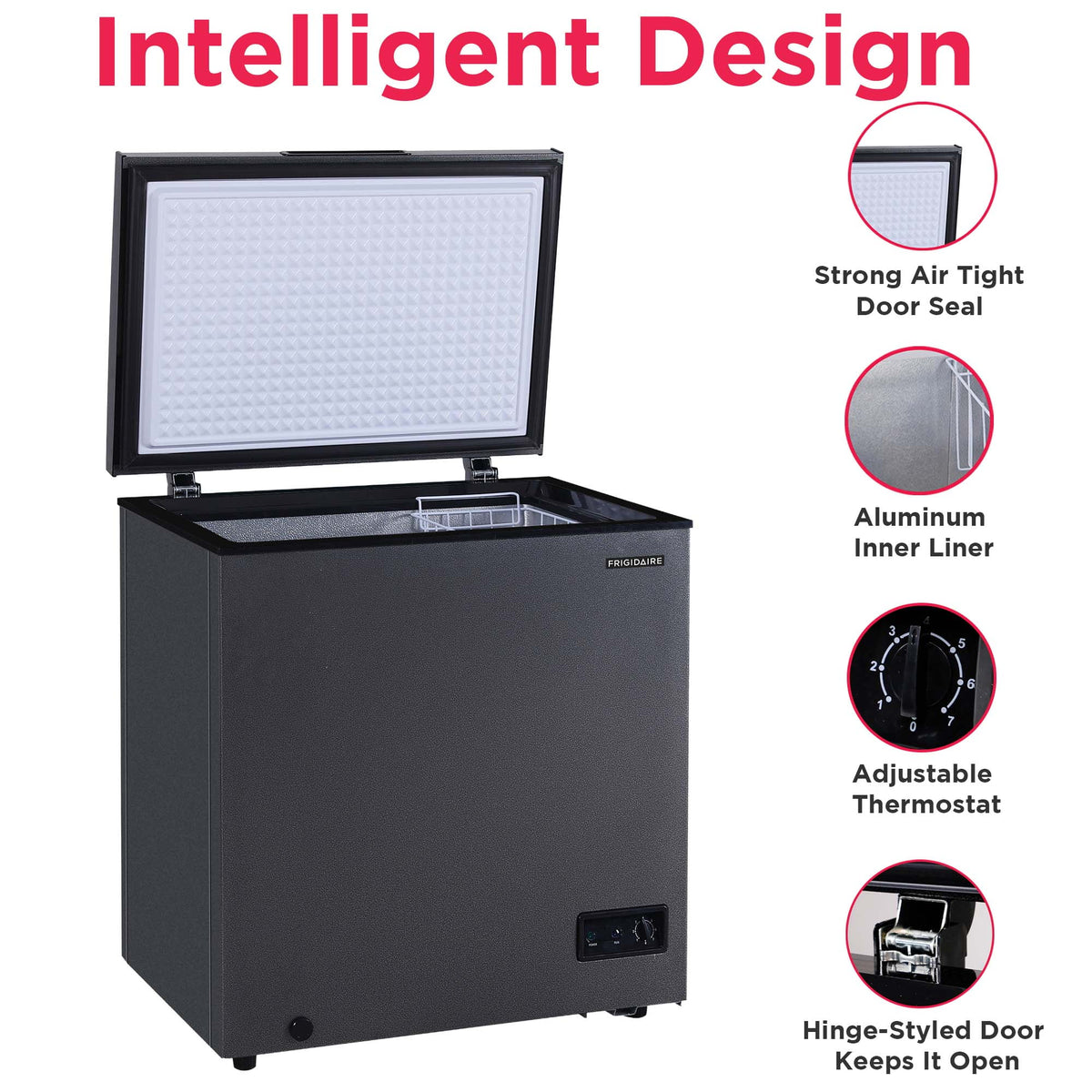 Frigidaire, 5.0 Cu. ft. Chest Freezer, Black Granite Design