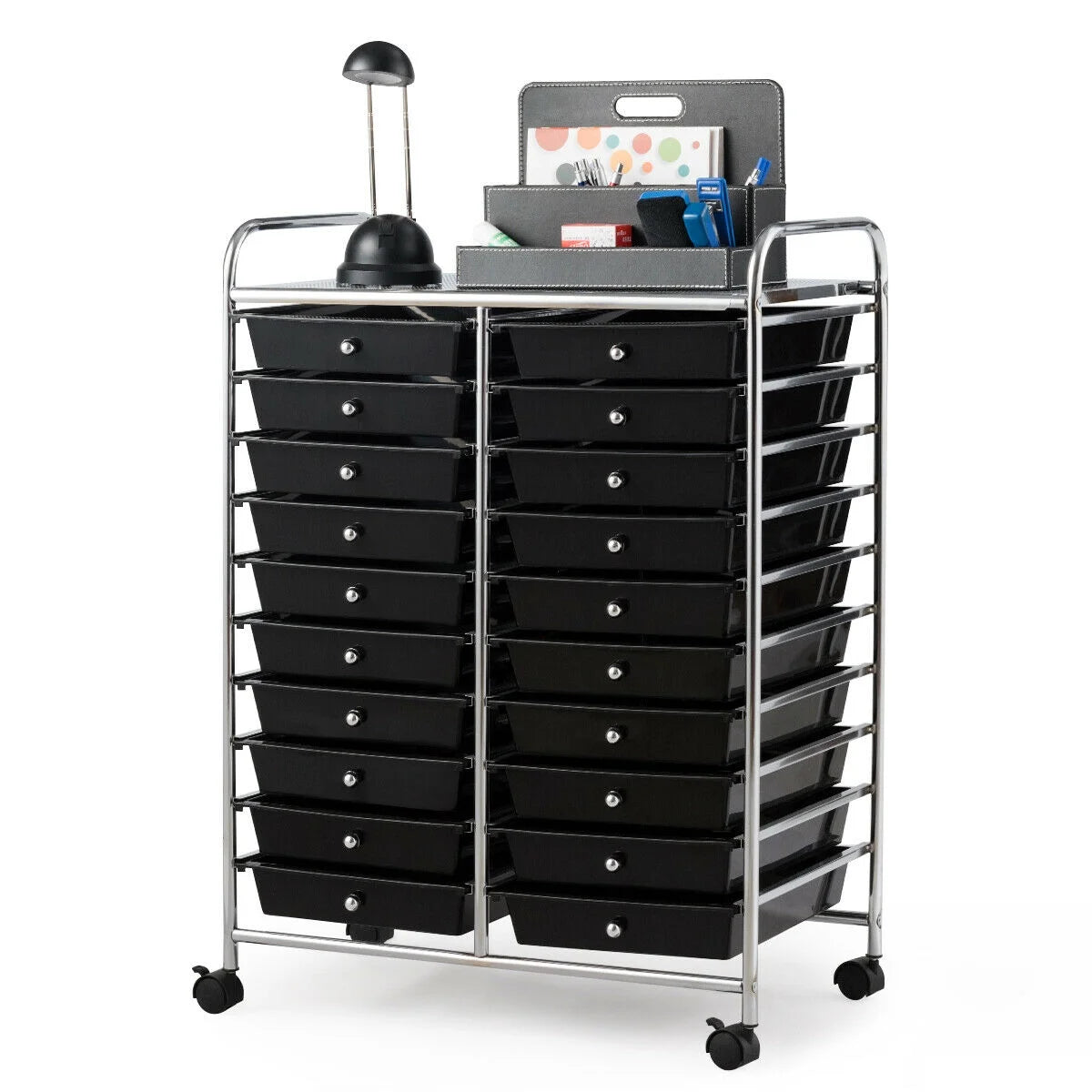Gymax Office Rolling Cart 20 Storage Drawers Scrapbook Paper Studio Organizer Mutlicolor