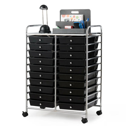Gymax Office Rolling Cart 20 Storage Drawers Scrapbook Paper Studio Organizer Mutlicolor