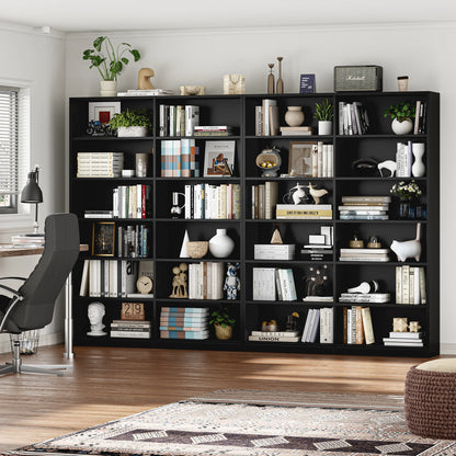 Homfa 74.3�� Double Wide 6-Tier Bookcase, Extra Large Wooden Freestanding Display Bookshelf for Home Office Living Room, White