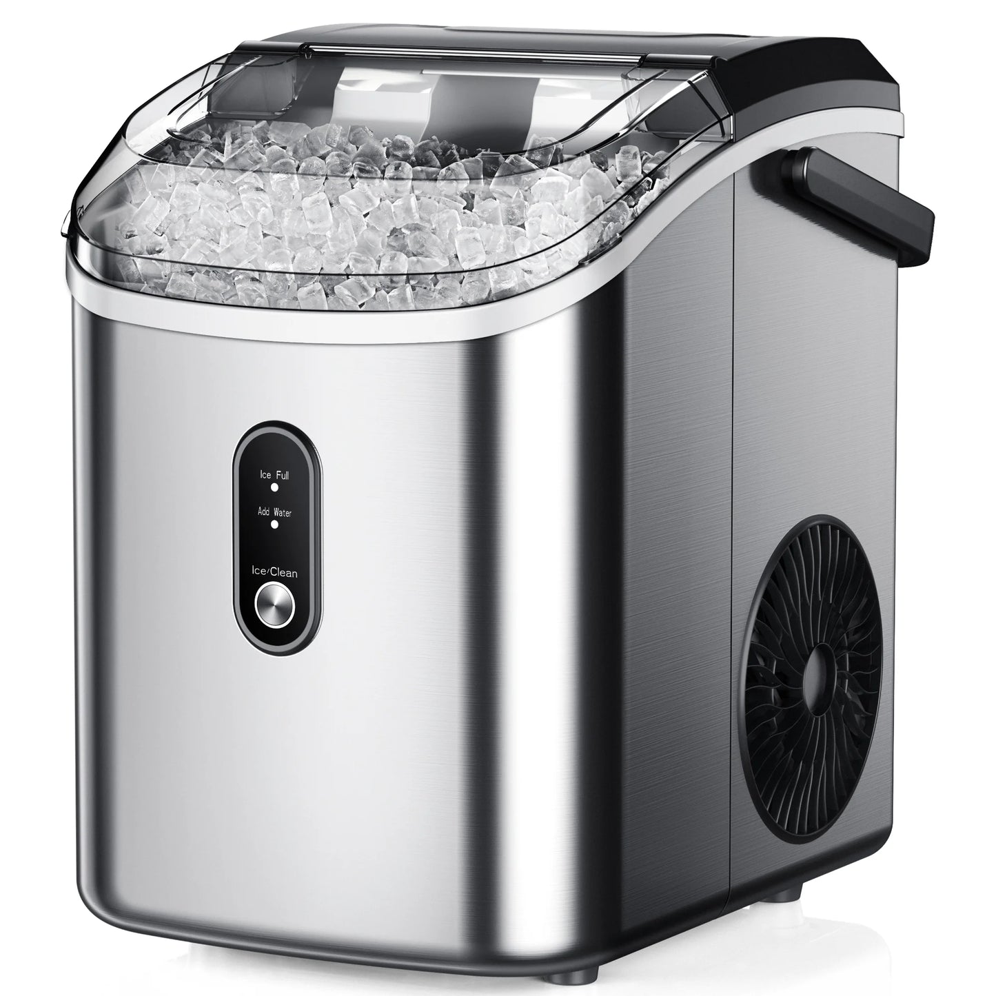 Simzlife Nugget Ice Maker Countertop, 34.9lbs per Day Chewable Pebble Nugget Ice Machine with Touch Screen for Home, Kitchen, Office, Stainless Steel, Black