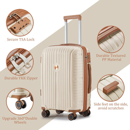 Joyway 5 Piece Luggage Sets Hardshell Lightweight Suitcase with TSA Lock Spinner Wheels-Orange