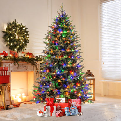 Costway 5 FT Pre-Lit Christmas Tree Hinged with 250 Multi-color Lights & 844 Branch Tips