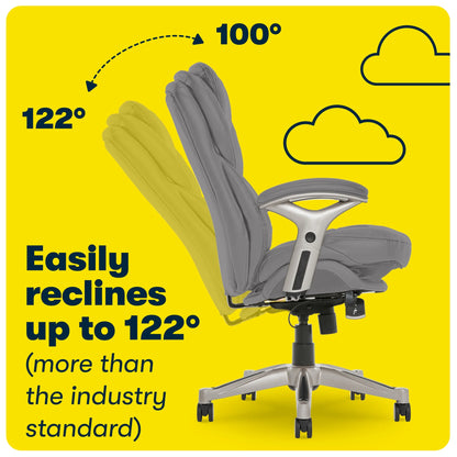 Serta Back in Motion Technology Fabric Executive Office Chair, Light Gray