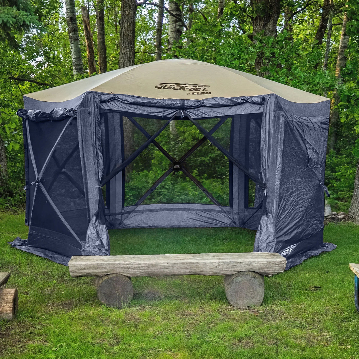 CLAM Quick-Set Pavilion 12.5 x 12.5' Portable Outdoor Canopy Shelter, Green