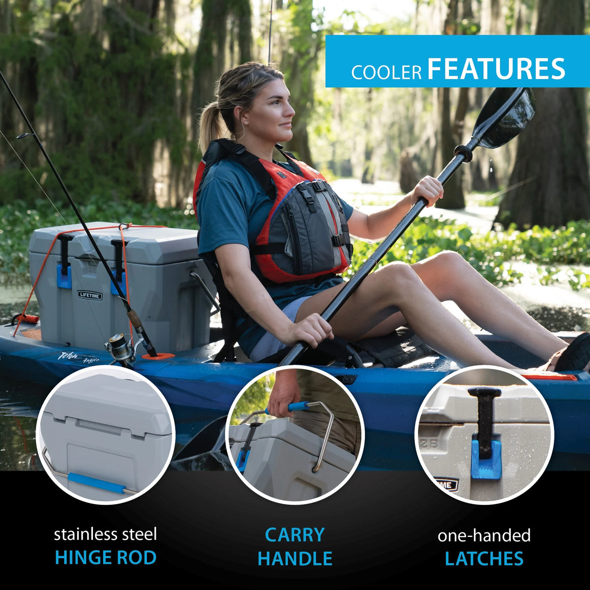 Lifetime 28 qt Bear-Resistant Camping Cooler, Premium High Performance, Ice Retention, Hard Cooler, 20 Can Capacity, Boulder Gray (91289)