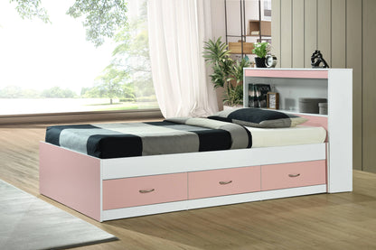 Hodedah Twin-Size Captain Bed with 3-Drawers and Headboard in White