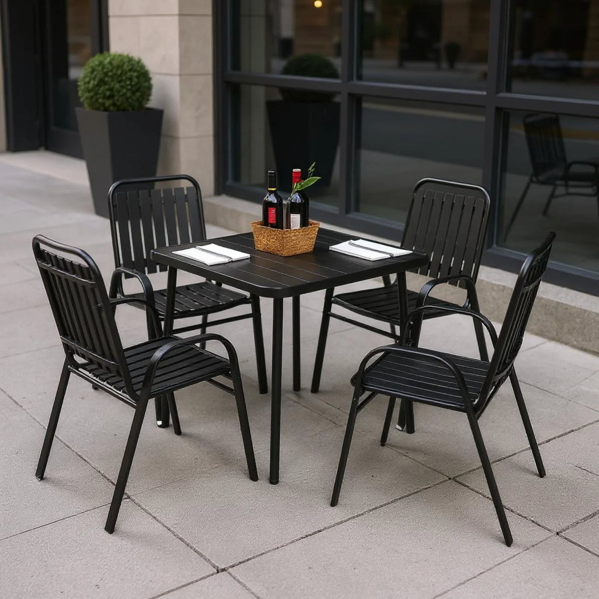 Homy Casa 5-Piece Outdoor Patio Dining, One Table with 4 Chairs for Garden Patio & Backyard, Brown