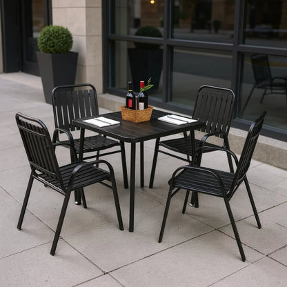 Homy Casa 5-Piece Outdoor Patio Dining, One Table with 4 Chairs for Garden Patio & Backyard, Brown