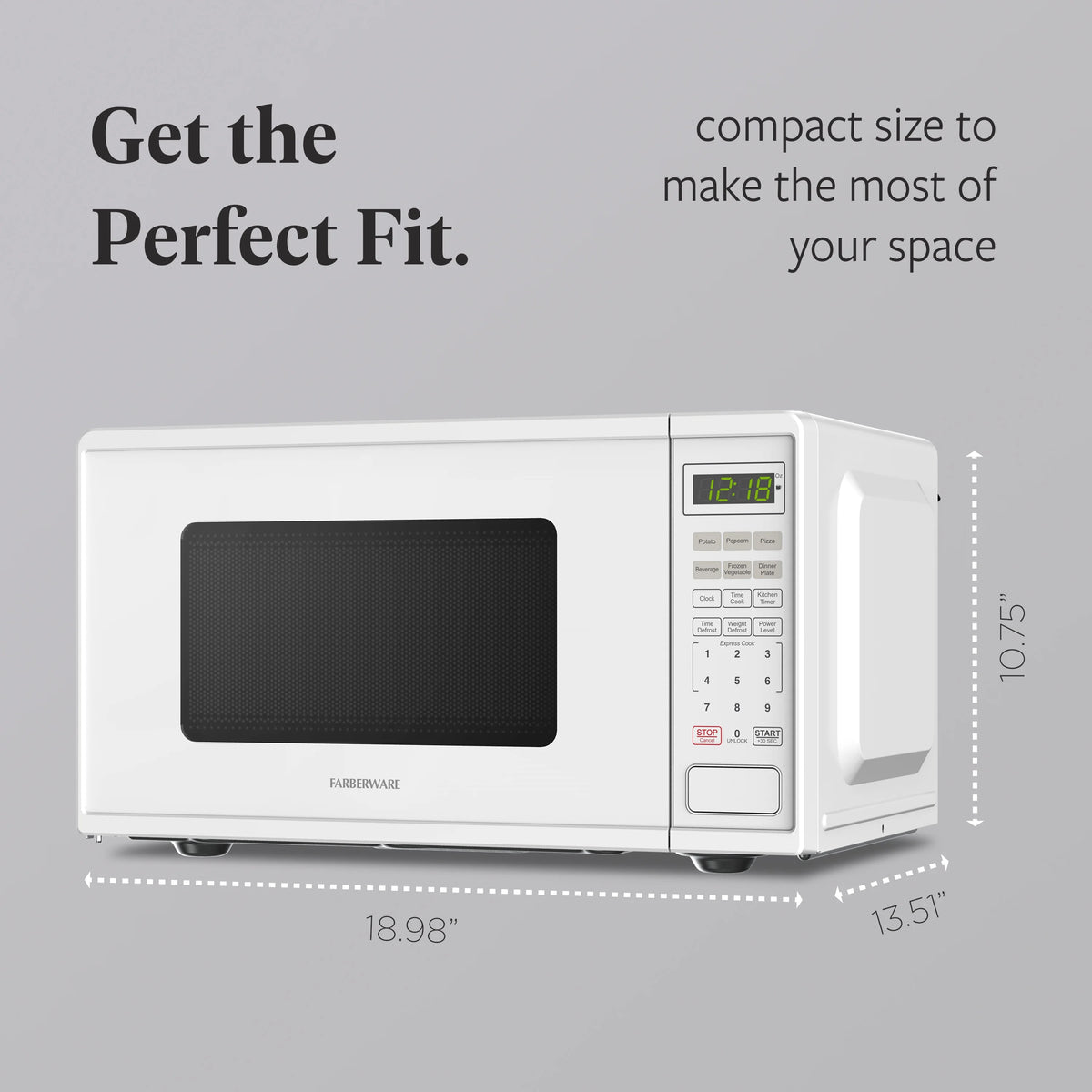 Farberware FMGZ09BKA 0.9 Cu. Ft. Microwave Oven, 900W, Digital Control, LED Display, 6 Cooking Presets, Black