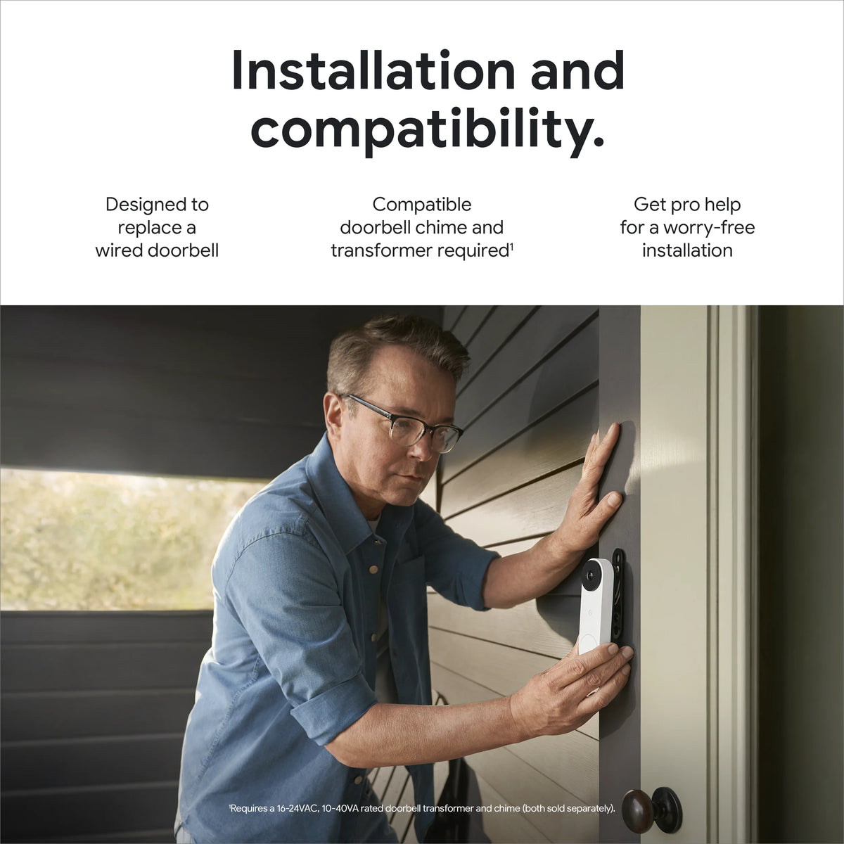 Google Nest Doorbell (Wired, 2nd gen) - Video Doorbell Camera - Doorbell Security Camera - Snow