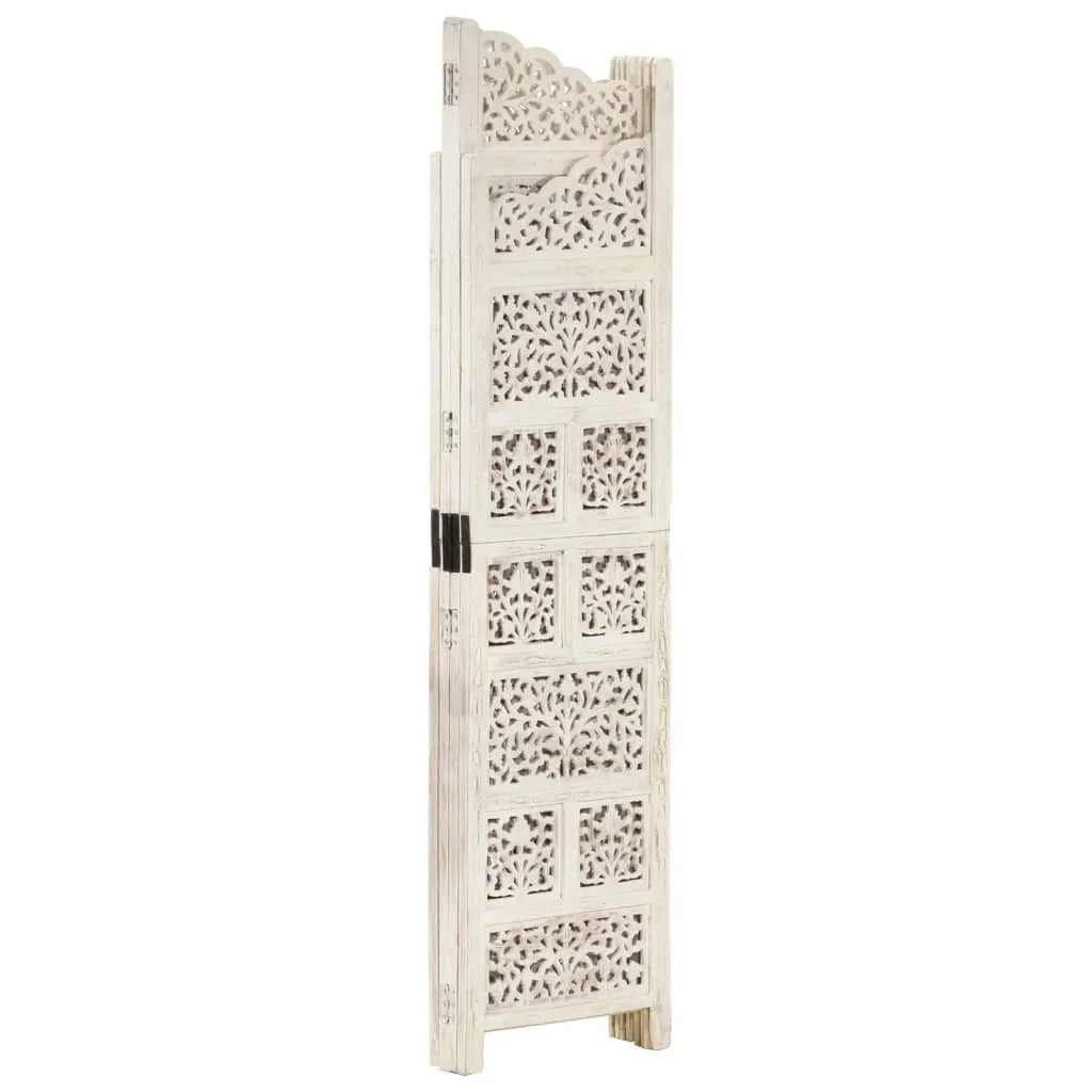 vidaXL Room Divider 4 Panel Folding Privacy Screen for Office Solid Wood Mango