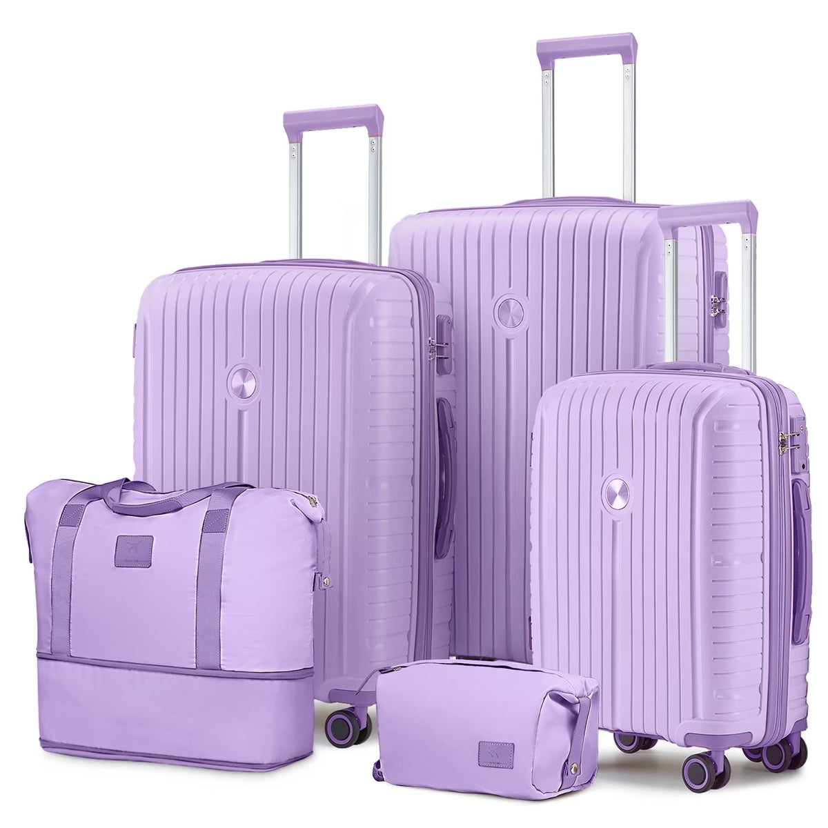 Joyway 5 Piece Luggage Sets Hardshell Lightweight Suitcase with TSA Lock Spinner Wheels-Orange