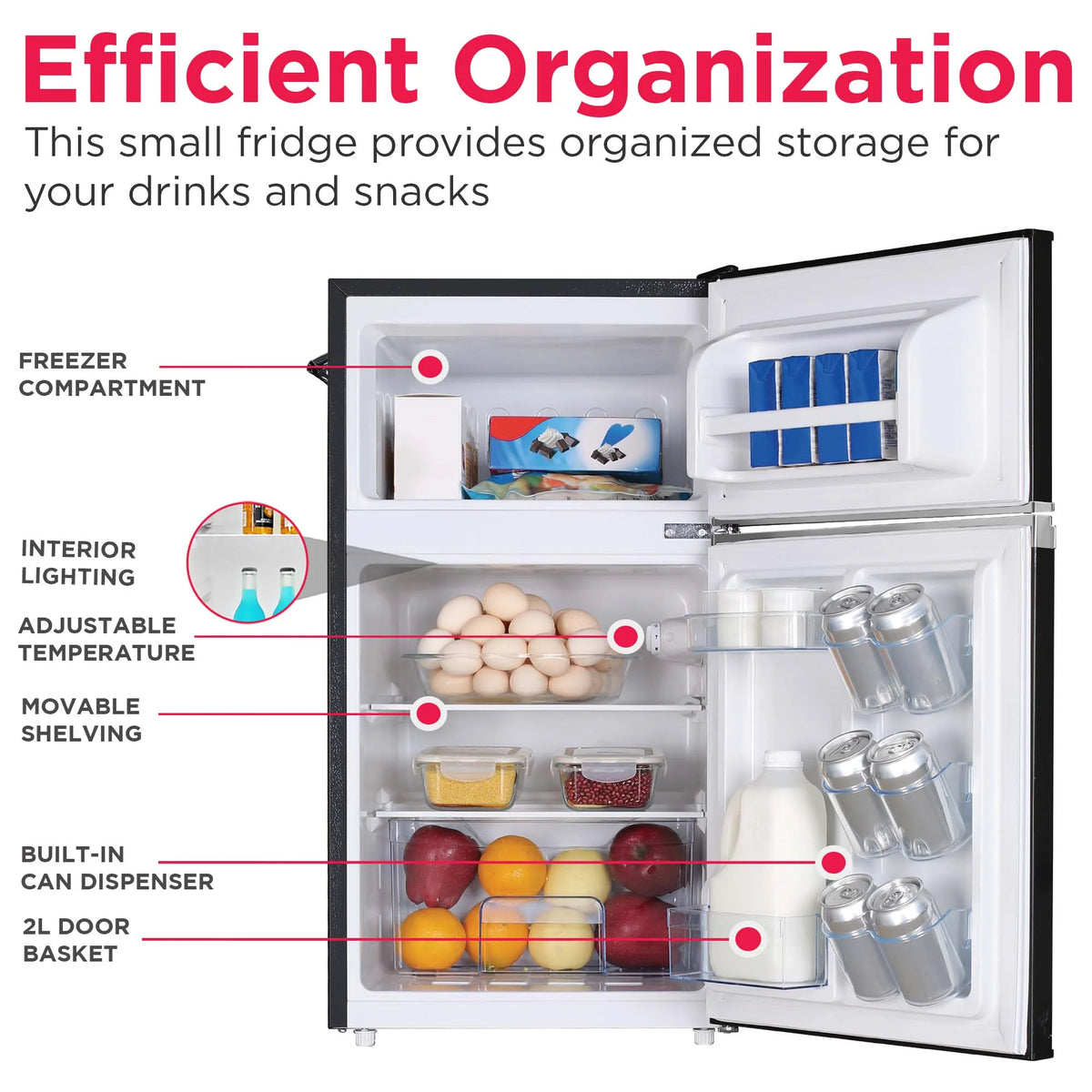 Frigidaire Retro 3.1 Cu ft Two Door Compact Refrigerator with Freezer, Red