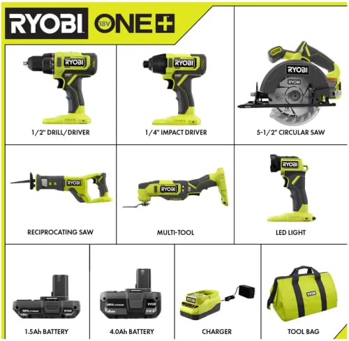 RYOBI ONE+ PCL1600K2 18V Cordless 6-Tool Combo Kit