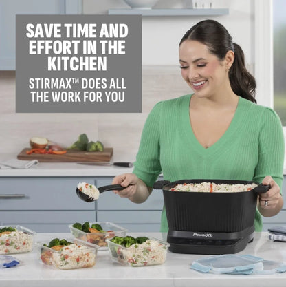 Power XL StirMax 7.5 Qt Multi-Cooker with Auto Stir/Shred Paddle and 9 Presets, Matte Black