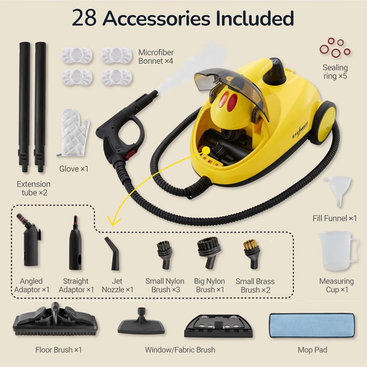 STEAMBOT  Steam Cleaner with 28-in-1 powerful,Applicable to different floor materials Strong rotational force and convenient to use