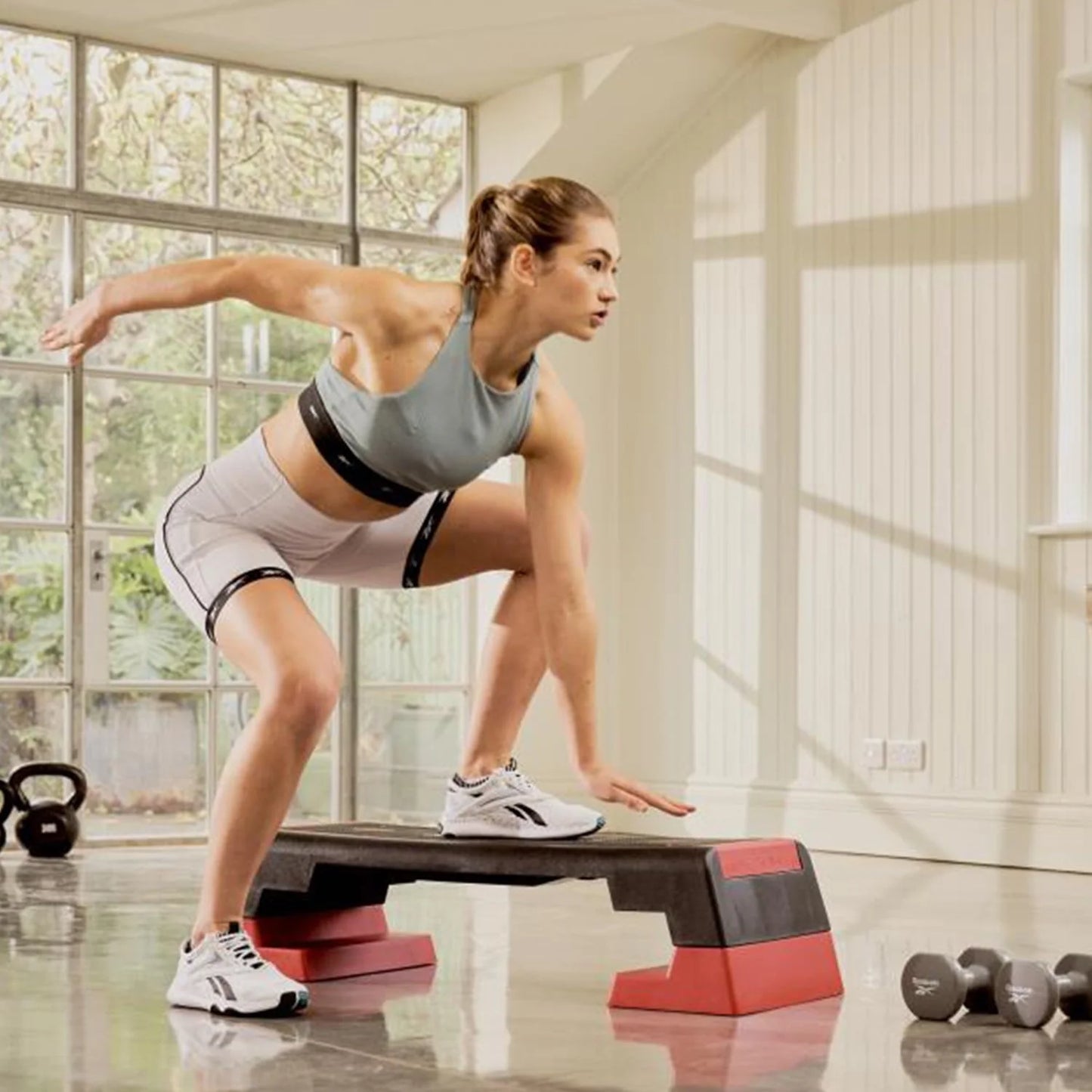 Reebok Fitness Multipurpose Aerobic Strength Training Workout Step, Red