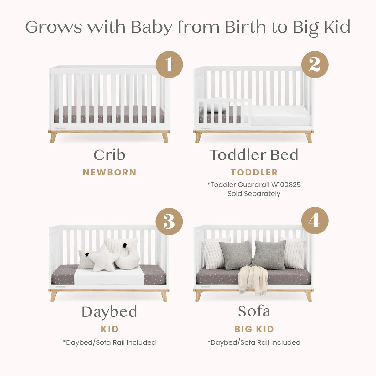 Delta Children Frankie 4-in-1 Convertible Crib - Greenguard Gold Certified, Black with Natural