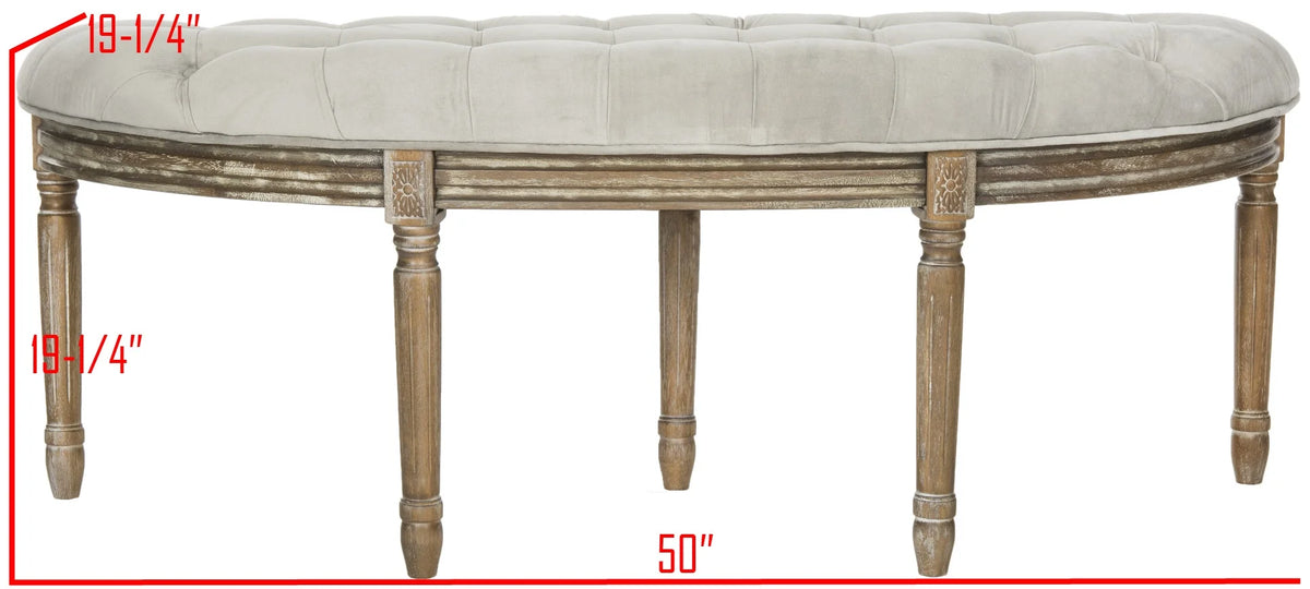 SAFAVIEH Abilene Tufted Rustic Semi Circle Bench, Beige/Rustic Oak