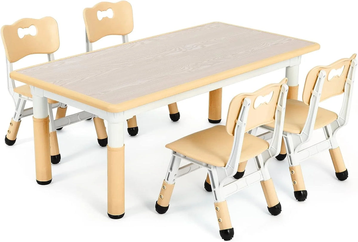 Arlopu Toddler Table and Chair Set Height Adjustable, Kids Activity Table for Reading, Drawing, Eating, Studying, Max 220lbs