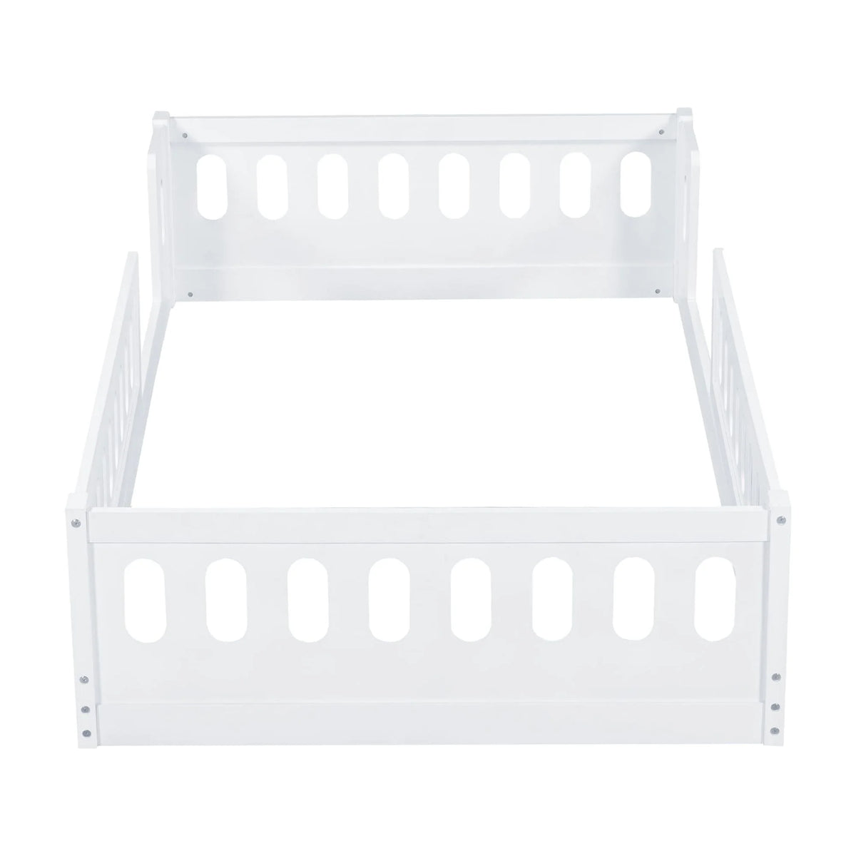 Euroco Wood Twin Size Platform Bed with Guardrail for Toddler and Kids