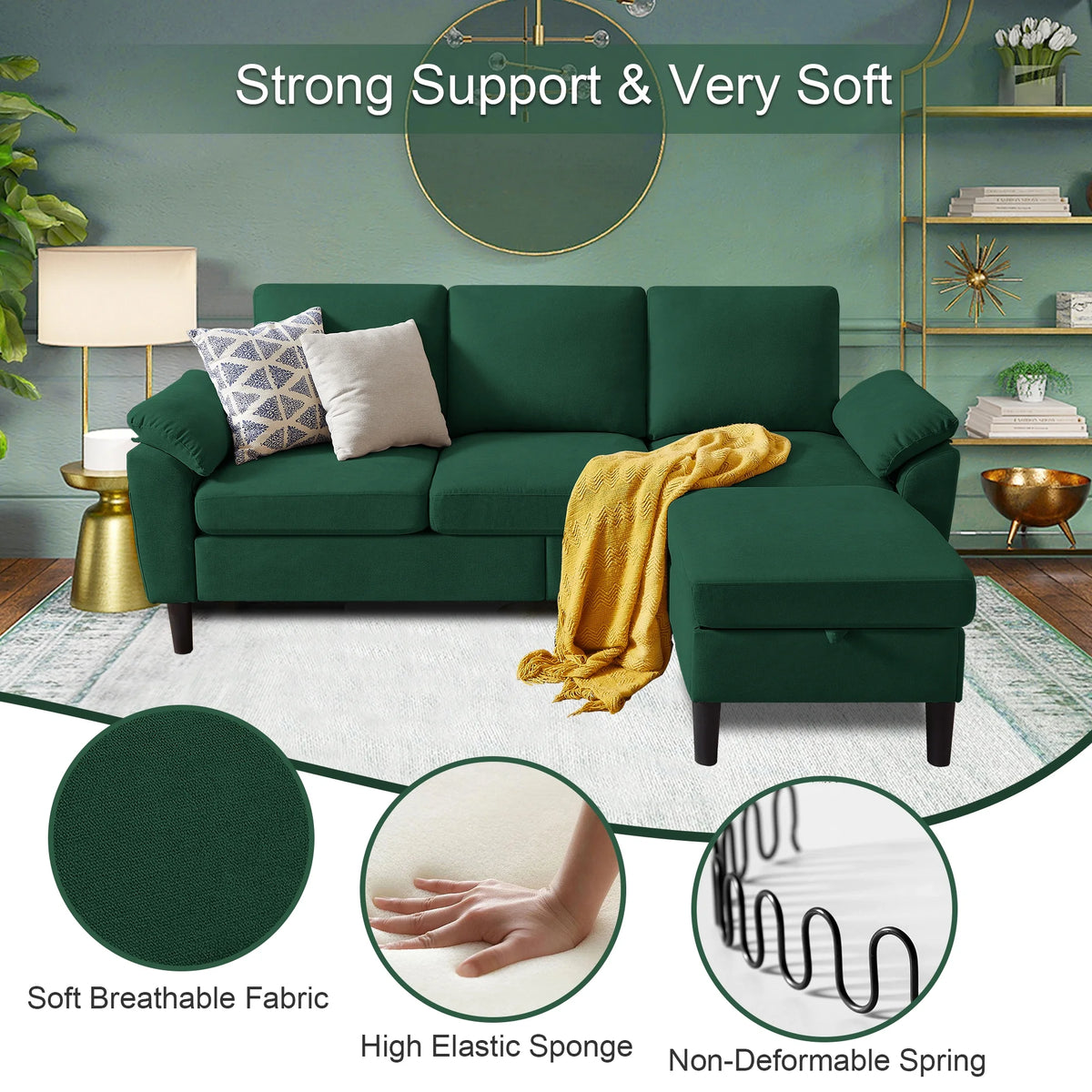 Pingliang Home Sectional Sofa Couch with Storage Ottoman,Modern 3 Seat L Shaped Sofa Couch for Living Room Apartment Studio Office