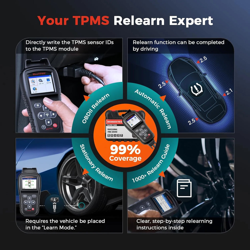 Autel MaxiTPMS TS408S, TPMS Relearn Tool Updated of TS401 TS408, OBD II Scanner, Read & Clear TPMS DTCs Relearn, Activation, TPMS Reset, Read Clear DTCs, Smae as TS501 TS601
