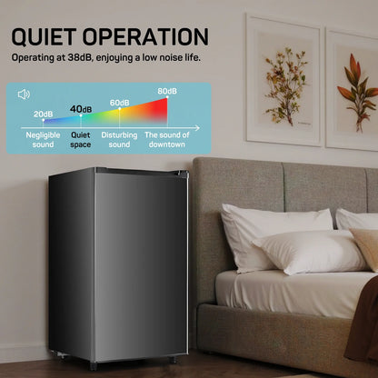Upgraded Mini Fridge with Freezer, Compact Single Door, 3.2 Cu.Ft , Adjustable Thermostat, Low Noise, Perfect for Bedroom, Dorm, Office, 17.5" D x 17.7" W x 31.5" H, Black