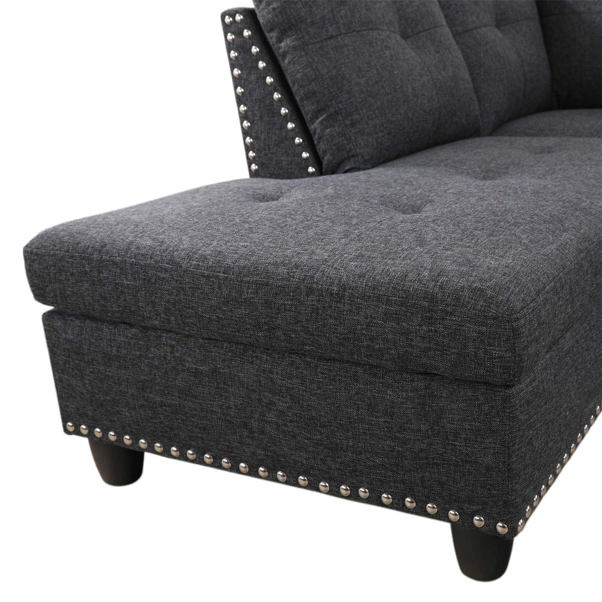 Aukfa 3 Piece Sectional Sofa, Living Room Couch with Storage Ottoman&Cup Holder, Linen, Right Hand, Purple