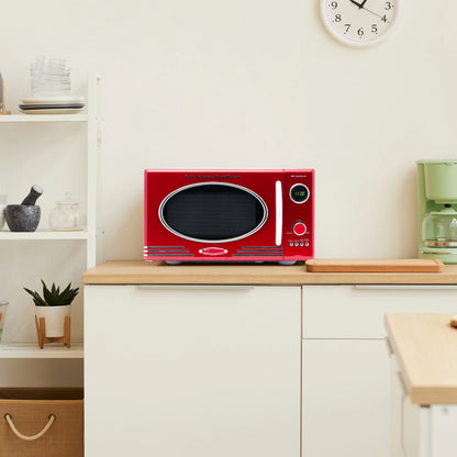Nostalgia Retro Microwave for Countertop 0.9 cu ft Vintage Microwave, Ivory