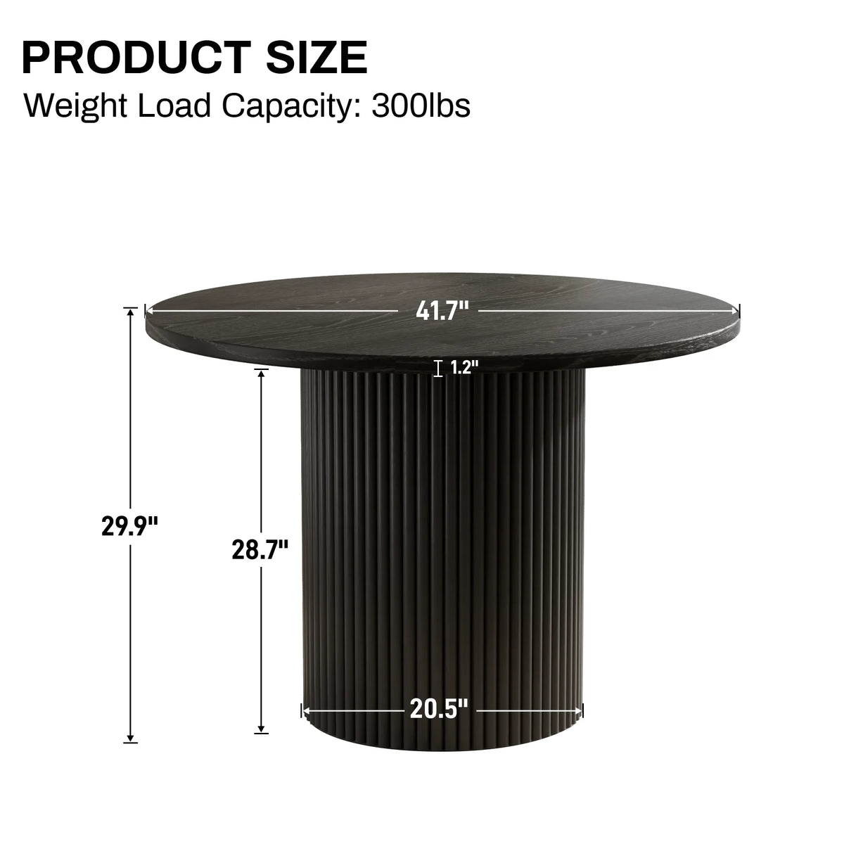 Rophefx 35.4" Solid Wood Round Dining Table with Handcrafted Relief Pedestal,Circle Dining Table,Walnut