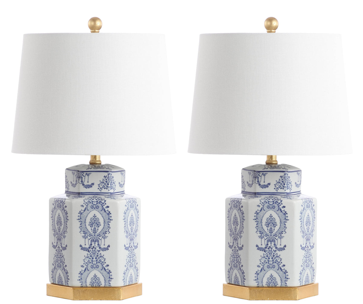 Safavieh Bodin Traditional 23 in. H Table Lamp, Blue/White, Set of 2