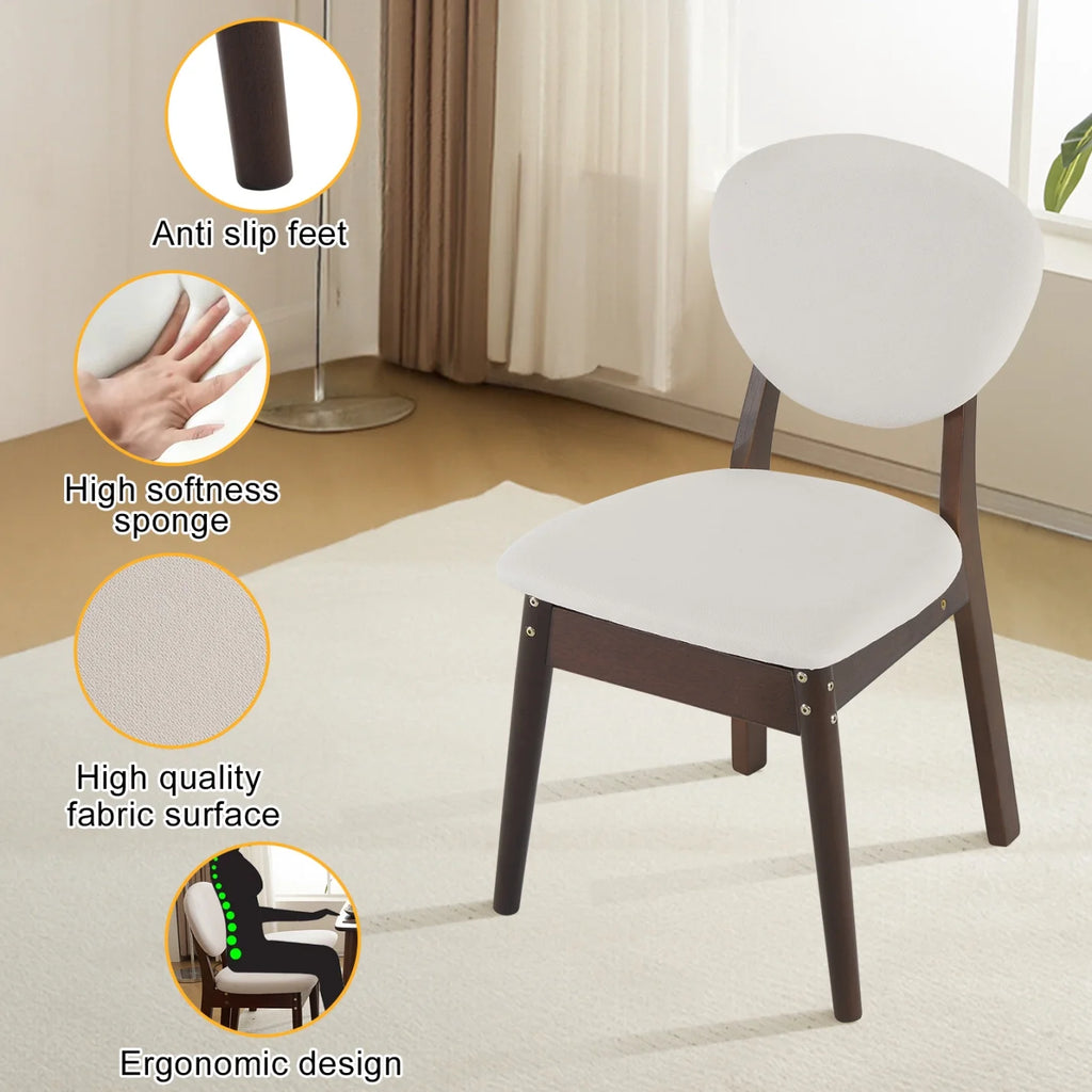 5-Piece Wooden Kitchen Table and Chair Set, Dinette Sets with 1 Rectangular Table and 4 Upholstered Chairs, Space-Saving Dining Table Set for 4, Natural