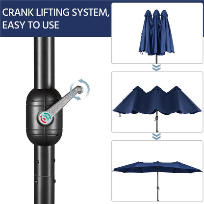 Topeakmart 13ft Patio Parasol Canopy with Crank, Tan