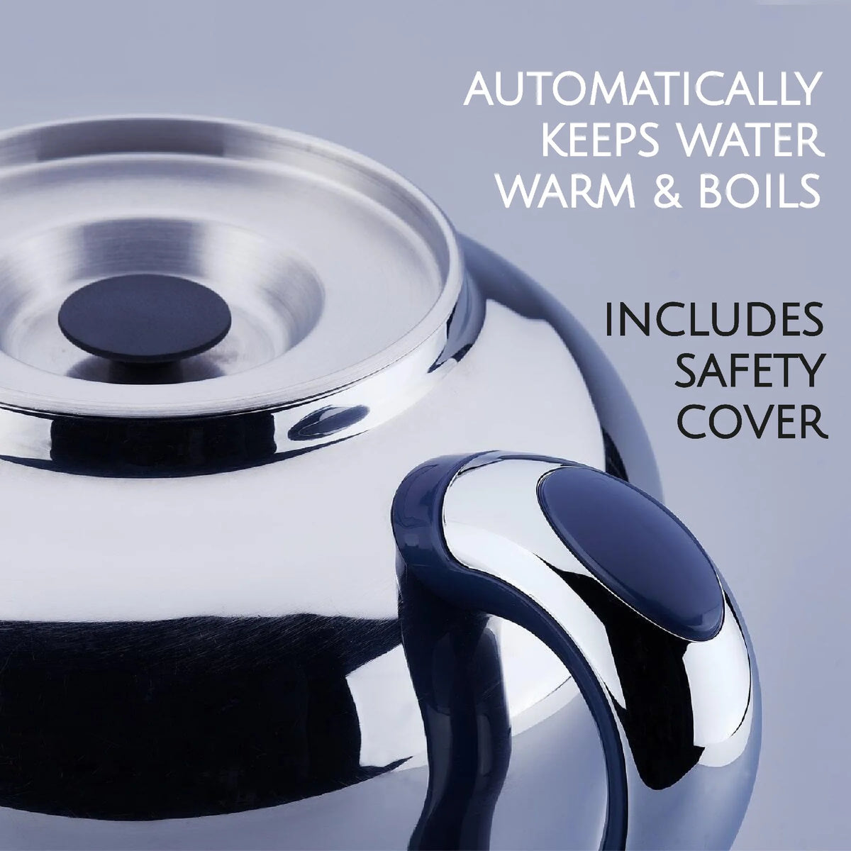 Korkmaz Hanedan Premium Silver 18/10 Cr-Ni Stainless Steel Dishwasher Safe Electric Tea Maker