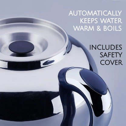 Korkmaz Hanedan Premium Silver 18/10 Cr-Ni Stainless Steel Dishwasher Safe Electric Tea Maker