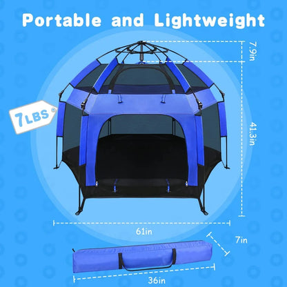 Outdoor Baby Playpen with Canopy Beach Tent for Kids and Toddlers Portable Lightweight Pop Up Pack and Play Playards with Travel Bag,61"*61"*49.2"
